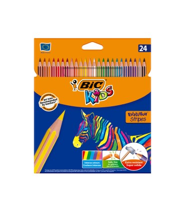 Lapices de colores bic evolution stripes caja de 24 colores surtidos