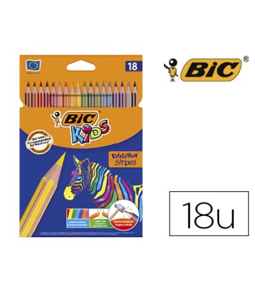 Lapices de colores bic evolution stripes caja de 18 colores surtidos