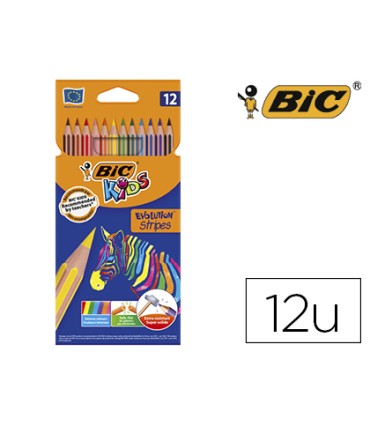 Lapices de colores bic evolution stripes caja de 12 colores surtidos