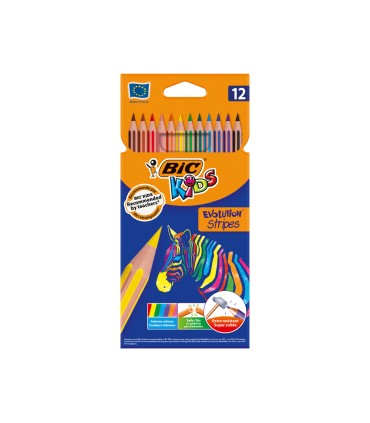 Lapices de colores bic evolution stripes caja de 12 colores surtidos