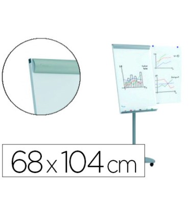 Pizarra blanca rocada para conferencias metalica lacada magnetica con ruedas 68x104 cm incluye 2 brazos laterales