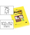 Bloc de notas adhesivas quita y pon post-it super sticky rayado amarillo ultra 102x152 mm