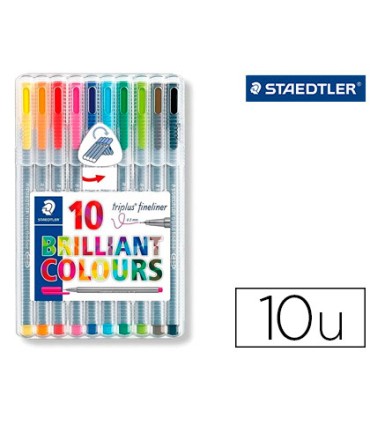 Rotulador staedtler triplus broadliner 338 estuche plastico de 10 unidades colores surtidos