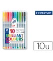 Rotulador staedtler triplus broadliner 338 estuche plastico de 10 unidades colores surtidos