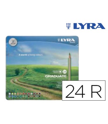 Lapices de colores lyra graduate caja metalica de 24 colores surtidos