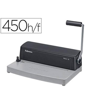 Encuadernadora para espiral fellowes metal 25 perfora 10 hojas tamano a4 encuaderna hasta 450 hojas paso 5 1