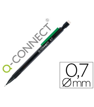 Portaminas q connect 07 mm con 3 minas cuerpo negro con clip verde