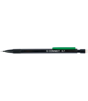 Portaminas q connect 07 mm con 3 minas cuerpo negro con clip verde