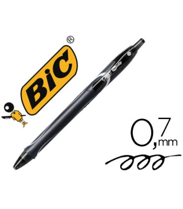 Boligrafo bic gelocity quick dry retractil tinta gel negro punta de 07 mm