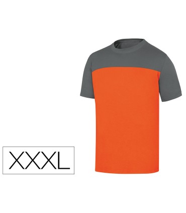 Camiseta de algodon deltaplus color gris naranja talla 3xl