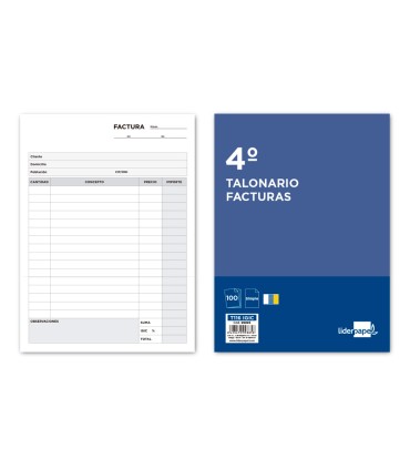 Talonario liderpapel facturas cuarto original t116 con igic