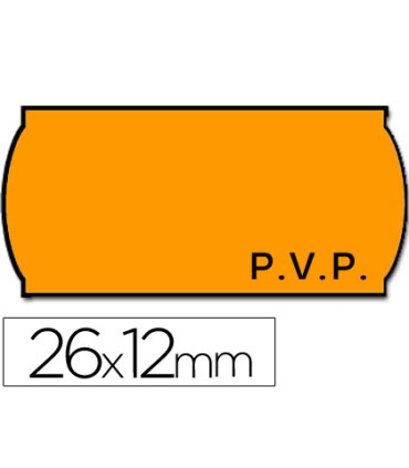 Etiquetas meto onduladas 26x12 mm pvp naranja fluor adh2 rollo 1500 etiquetas