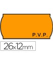 Etiquetas meto onduladas 26x12 mm pvp naranja fluor adh.2 rollo 1500 etiquetas