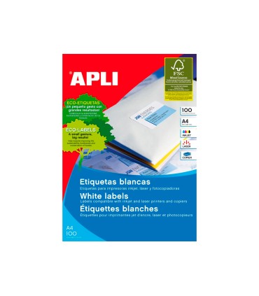 Etiqueta adhesiva apli 1270 tamano 70x25 mm fotocopiadora laser ink jet caja con 100 hojas din a4