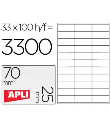 Etiqueta adhesiva apli 1270 tamano 70x25 mm fotocopiadora laser ink jet caja con 100 hojas din a4