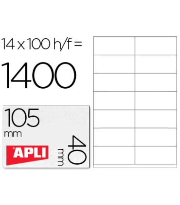 Etiqueta adhesiva apli 1275 tamano 105x40 mm fotocopiadora laser ink jet caja con 1400 etiquetas