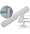 Film extensible q-connect manual ancho 500 mm largo 145 mt espesor 23 micras transparente