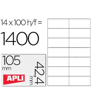 Etiqueta adhesiva apli 1277 tamano 105x424 mm fotocopiadora laser e inkjet caja con 1400 etiquetas