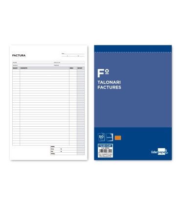 Talonario liderpapel facturas folio original y copia t223 con iva texto en catalan