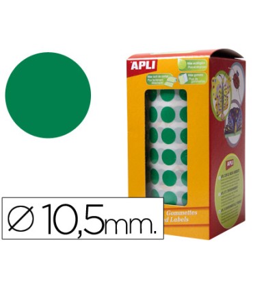 Gomets autoadhesivos circulares 105mm verde rollo de 5192 unidades