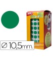 Gomets autoadhesivos circulares 10,5mm verde rollo de 5192 unidades