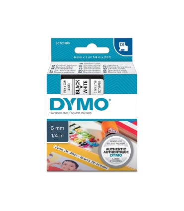 Cinta dymo negro blanco 6mm x 7mt d1