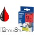 Cinta brother tze431 laminada negro rojo 12mm x 8mts