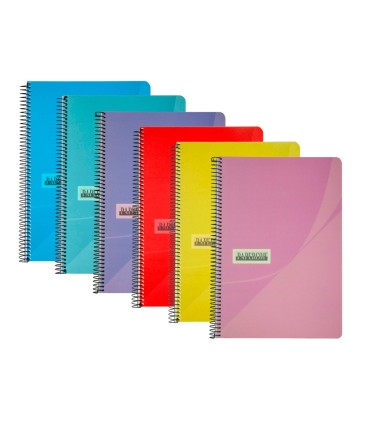 Cuaderno espiral papercop folio tapa extradura 80 hojas pauta 5 25 mm con margen 70 gr colores surtidos