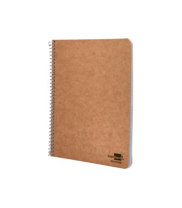 Cuaderno espiral liderpapel cuarto ecouse tapa cartulina kraft 80h papel reciclado 80 grcuadro 4mm