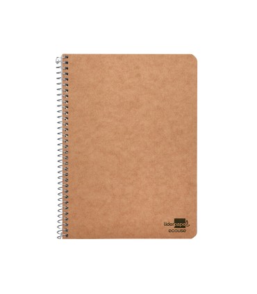 Cuaderno espiral liderpapel cuarto ecouse tapa cartulina kraft 80h papel reciclado 80 grcuadro 4mm