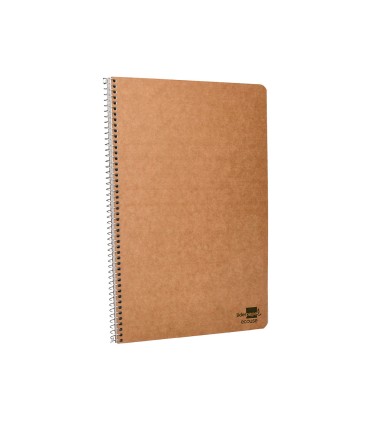 Cuaderno espiral liderpapel folio ecouse tapa cartulina kraft 80h papel reciclado 80 gr cuadro 4mm con margen