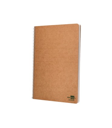 Cuaderno espiral liderpapel folio ecouse tapa cartulina kraft 80h papel reciclado 80 gr cuadro 4mm con margen