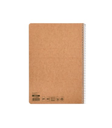 Cuaderno espiral liderpapel folio ecouse tapa cartulina kraft 80h papel reciclado 80 gr cuadro 4mm con margen