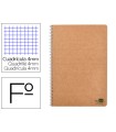 Cuaderno espiral liderpapel folio ecouse tapa cartulina kraft 80h papel reciclado 80 gr cuadro 4mm con margen