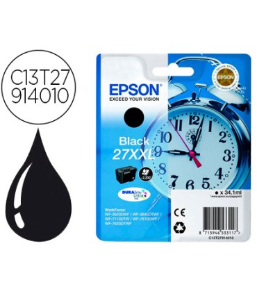 Ink jet epson 27xxl wf3620 3640 7110 7610 7620 negro 2200 pag