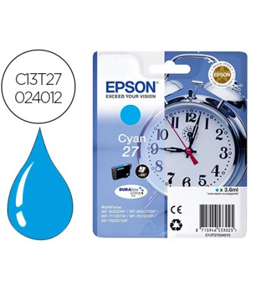 Ink jet epson 27 wf3620 7110 7610 7620 cyan 300 pag