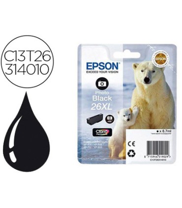 Ink jet epson 26xl xp 600 605 700 800 negro 700 pag