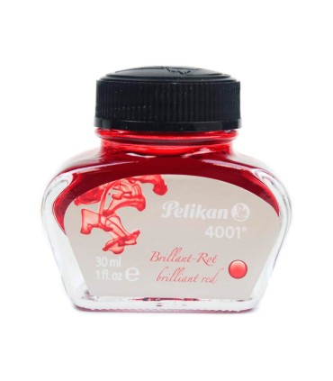 Tinta estilografica pelikan 4001 rojo brillante bote 30 ml