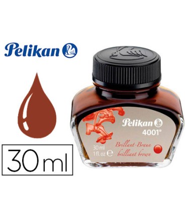 Tinta estilografica pelikan 4001 marron brillante bote 30 ml