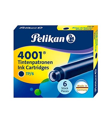 Tinta estilografica pelikan tp6 azul negro caja de 6 cartuchos