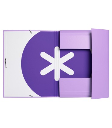 Carpeta liderpapel antartik gomas a4 3 solapas carton forrado color lavanda