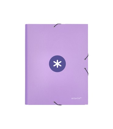 Carpeta liderpapel antartik gomas a4 3 solapas carton forrado color lavanda