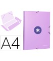 Carpeta liderpapel antartik gomas a4 3 solapas carton forrado color lavanda