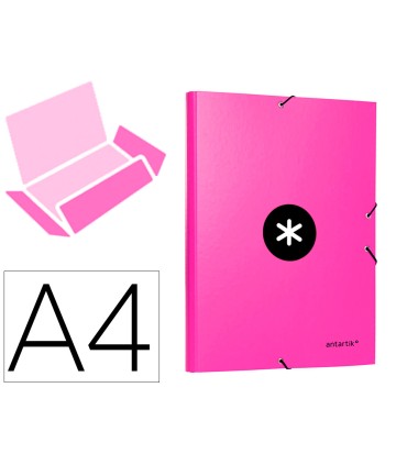 Carpeta liderpapel antartik gomas a4 3 solapas carton forrado color rosa