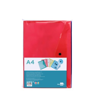 Carpeta liderpapel dossier broche transparente din a4 colores surtidos paquete de 5 retractilado