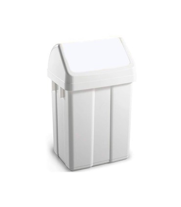 Papelera contenedor tts plastico con tapadera max 12 litros blanca 400x230x200 mm