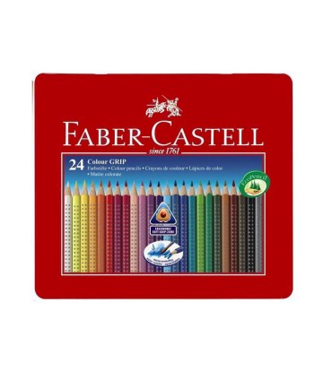 Lapices de colores faber castell acuarelable colour grip triangular caja metalica de 24 colores surtidos