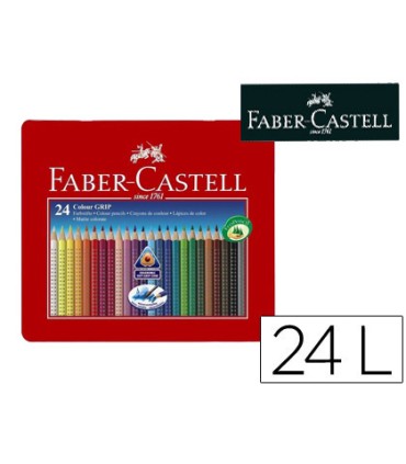 Lapices de colores faber castell acuarelable colour grip triangular caja metalica de 24 colores surtidos