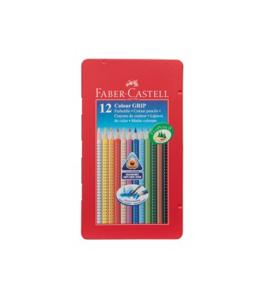 Lapices de colores faber castell acuarelable colour grip triangular caja metalica de 12 colores surtidos