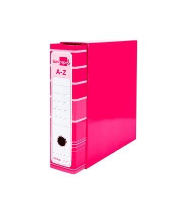 Archivador de palanca liderpap el a4 filing system forrado sin rado lomo 80mm rosa con caja y compresor metalico